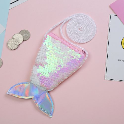 Pink Sequin Girls Mermaid Tail Coin Purse - I Love 2 Travel