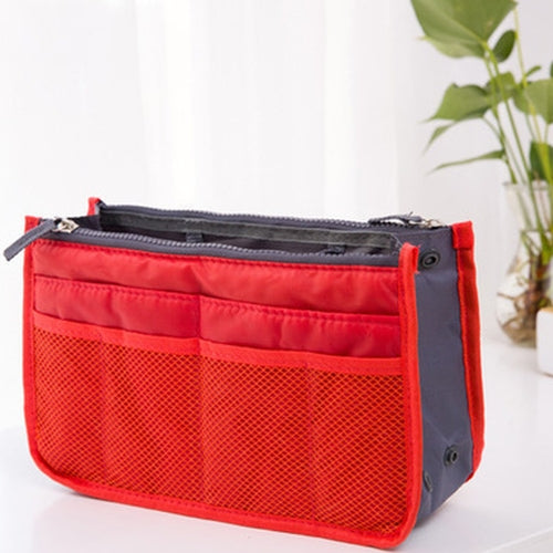 Red bag organiser insert with 13 Pockets