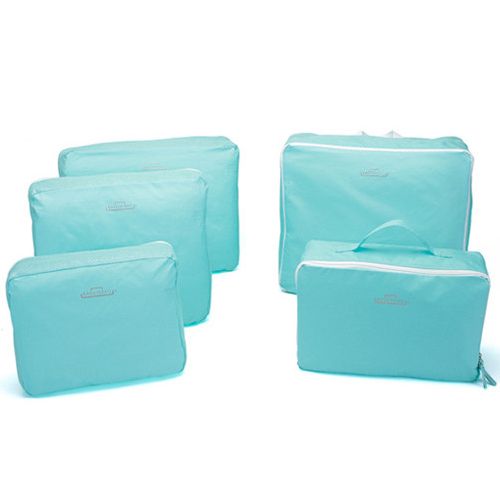 5 piece packing cubes in light blue