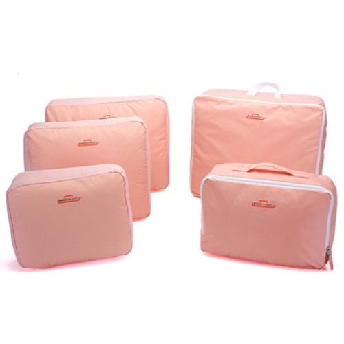 5 piece packing cubes in light pink