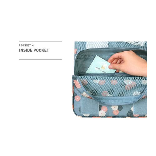 Inside pocket in the hanging makeup travel bag