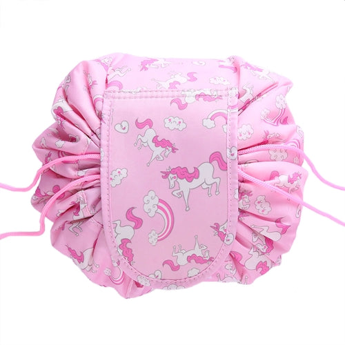 Scrunch up makeup bag in pink unicorn