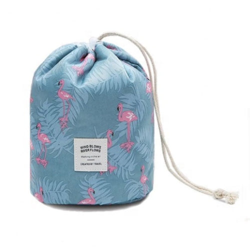 Barrel Cosmetic Makeup Bag in Grey Flamingo