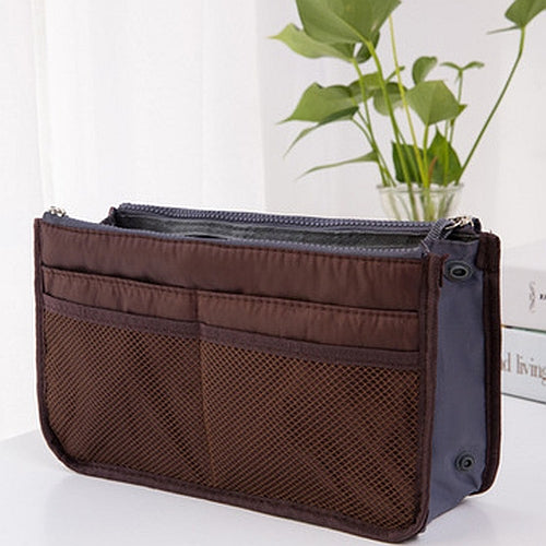 Brown bag organiser insert with 13 Pockets