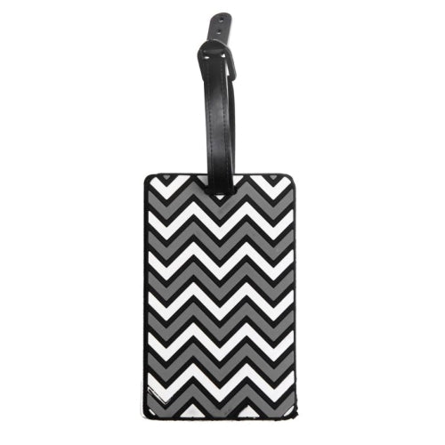 Luggage Tag Suitcase Identifier for Travel - Zigzag Design in Grey