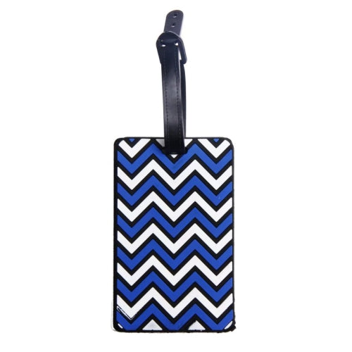 Luggage Tag Suitcase Identifier for Travel - Zigzag Design in Blue