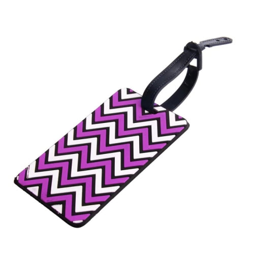 Luggage Tag Suitcase Identifier for Travel - Zigzag Design in Purple