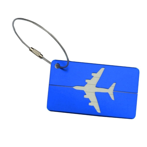 Blue Aluminum Luggage Tag with Airplane cutout