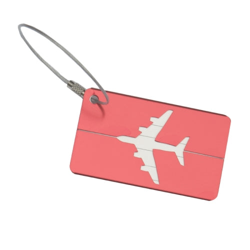 Pink Aluminum Luggage Tag with Airplane cutout