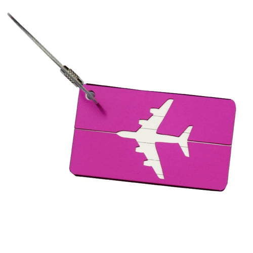 Purple Aluminum Luggage Tag with Airplane cutout