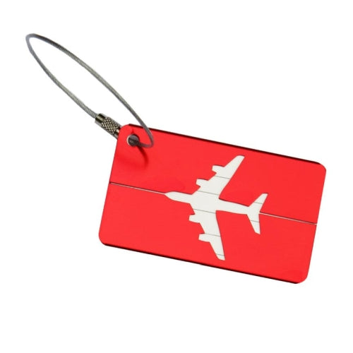 Red Aluminum Luggage Tag with Airplane cutout