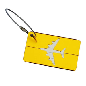 Yellow Aluminum Luggage Tag with Airplane cutout