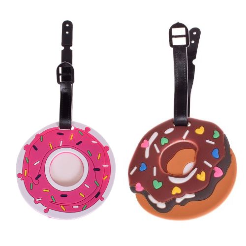 Luggage Tag Suitcase Identifier for Travel - Donut Design - I Love 2 Travel