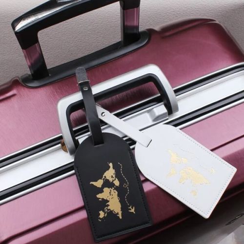 2pcs Couples Luggage Tag - Metallic Design - I Love 2 Travel