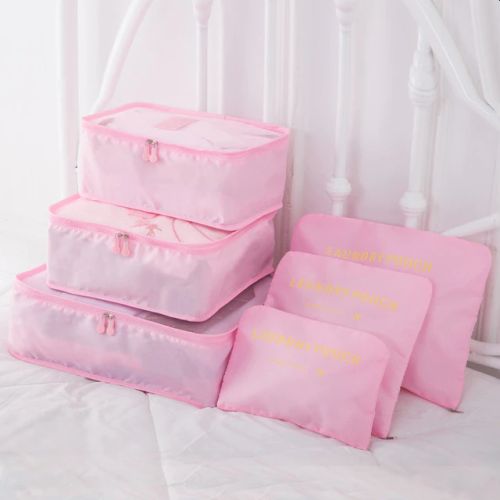 6 Piece Packing Cubes in Light Pink