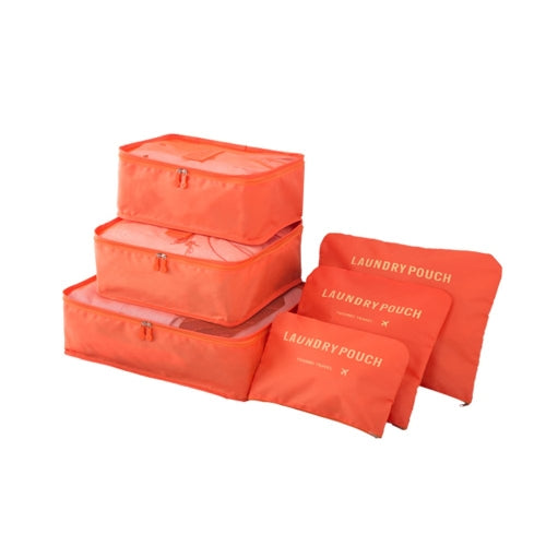 6 Piece Packing Cubes in Dark Orange
