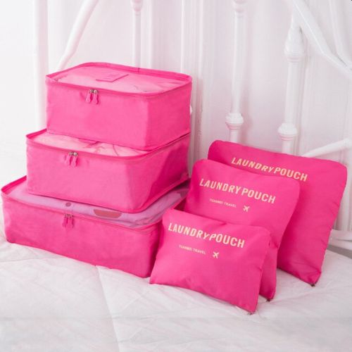6 Piece Packing Cubes in Bright Pink