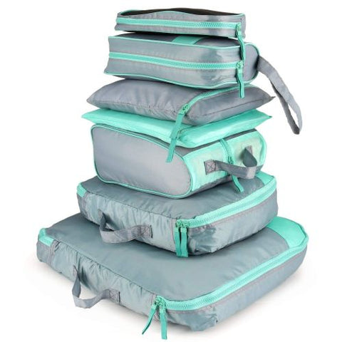 7 Piece Packing Cubes in Light Blue