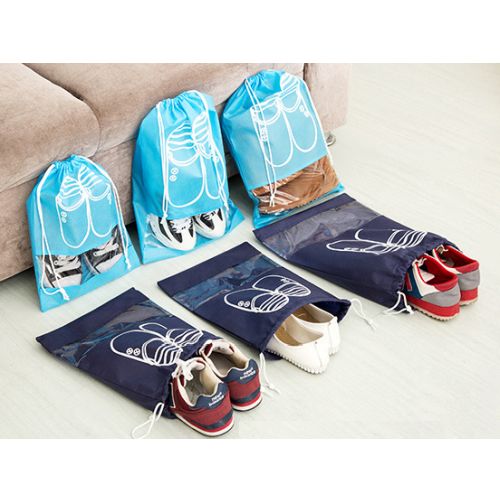 Shoe drawstring pouch for keeping shoes organised