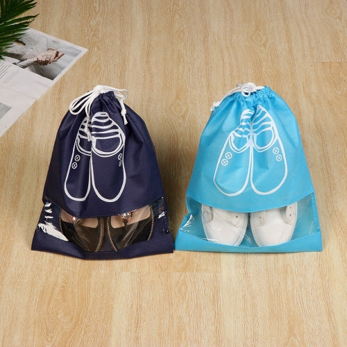 Shoe drawstring pouch in dark blue and light blue