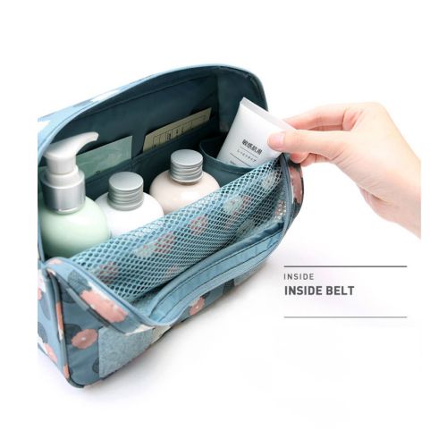 Inside belt pocket in the Folding travel cosmetic bag