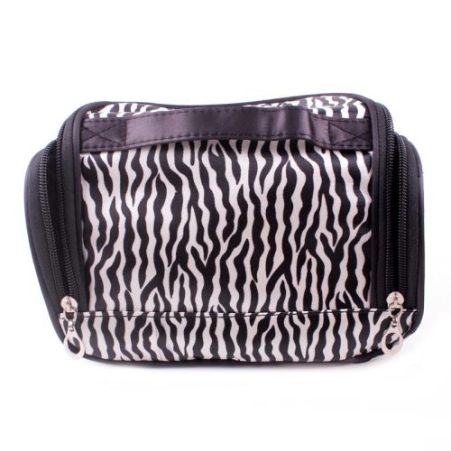 Back view of the zebra print makeup bag