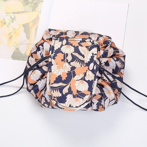 Autumn Leaves design of the scrunch up makeup bag