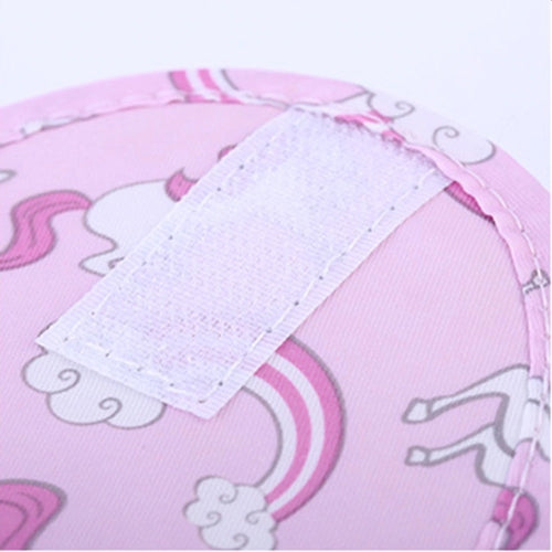 Velcro strip closing of the pink unicorn makeup bag