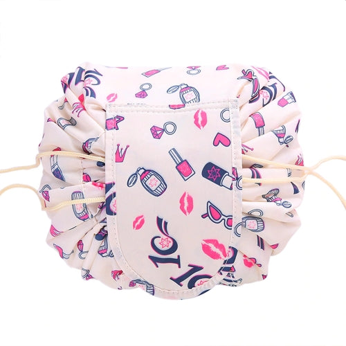 Scrunch up makeup bag in beige cosmetics