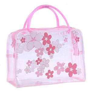 Pink Floral Clear Makeup Bag - I Love 2 Travel
