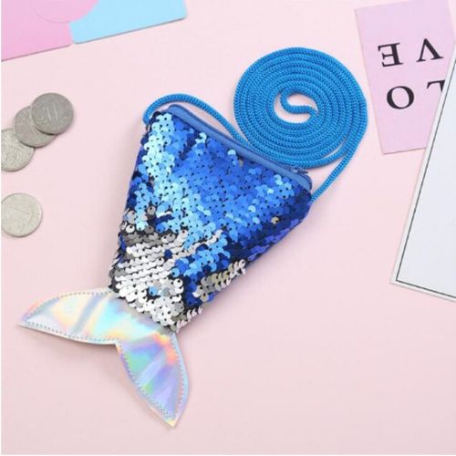 Blue Sequin Girls Mermaid Tail Coin Purse - I Love 2 Travel