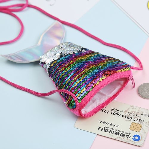 Girls Mermaid Tail Coin Purse - I Love 2 Travel