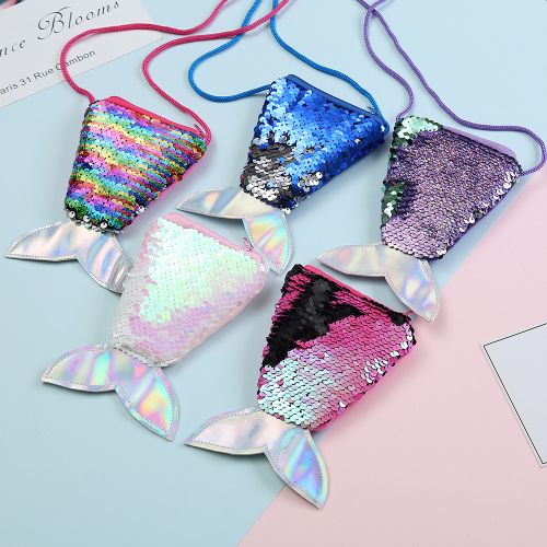 Girls Mermaid Tail Coin Purse - I Love 2 Travel