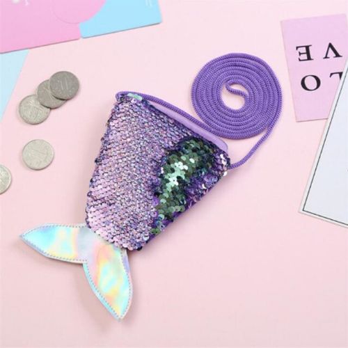 Purple Sequin Girls Mermaid Tail Coin Purse - I Love 2 Travel